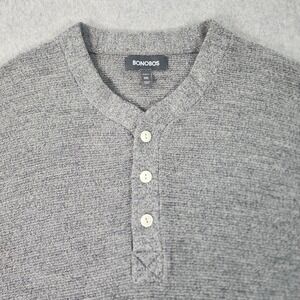 Bonobos 100% Extra Fine Merino Wool Button Sweater Mens XXL Gray Slim Fit